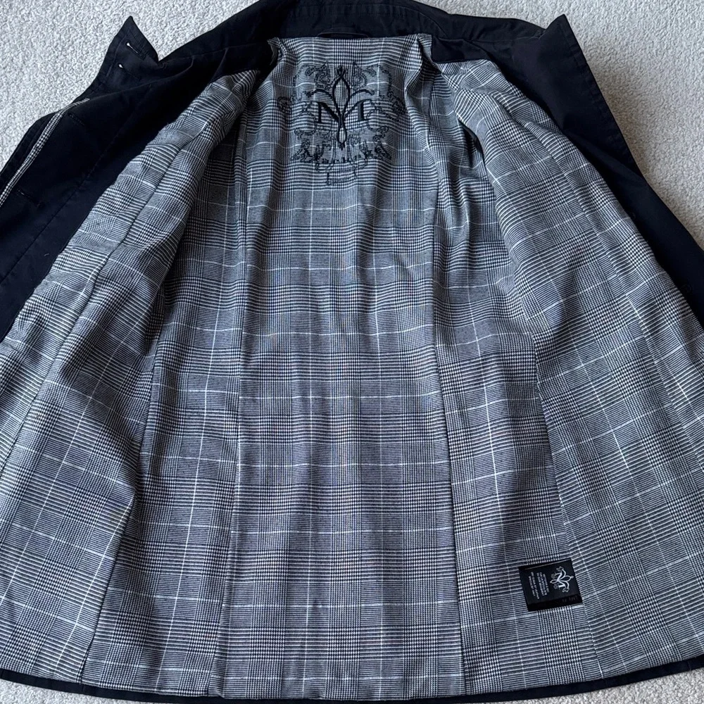 Mackage Women's Black Trim Leather Trench Coat - Picture 11 of 16